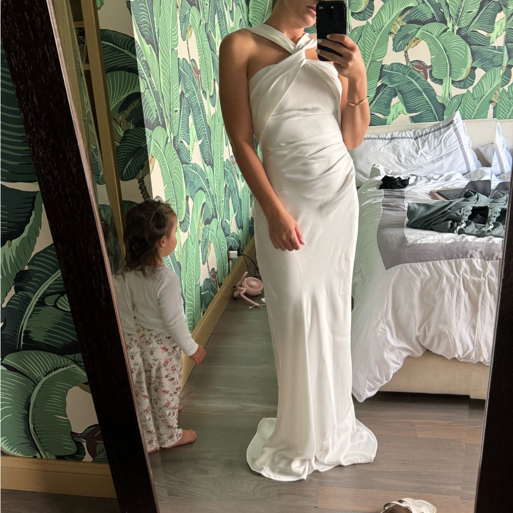 Misha white Abrielle Halter neck dress